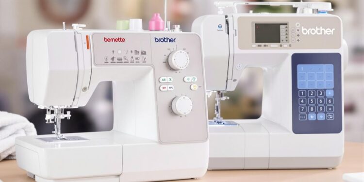 Two sewing machines: Bernette and Brother side by side.